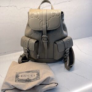 100% authentic jumbo GG signature Gucci small backpack in all leather.
